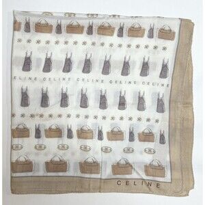 Celine Scarf White & Beige Border Monogram w/ Purses Boogie Bag Y2K